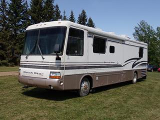 1999 Freightliner Newmar Dutch Star 38ft Motorhome c/w Caterpillar 3126 330hp 7.2L Diesel, A/T, 27,400lb GVWR, 10,400lb Fronts, 17,000lb Rears, 120V, 30A, Hydraulic Leveler, Solar Panels, A/R Susp And 255/80R22.5 Tires. Showing 91,974kms. VIN 4UZ6XJCAXXCB68803 *Note: (3) New Coach Batteries And (2) New Engine Batteries As Per Consignor* **Located In Edmonton**