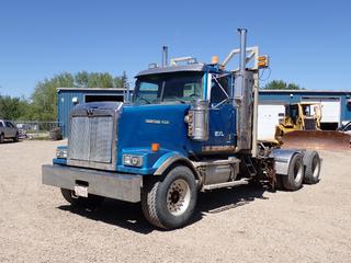 2007 Western Star Star 4900 T/A Day Cab Truck Tractor c/w CAT C15 475hp, Eaton Fuller 18-Spd, 14,600lb Fronts, 46,000lb Rears, 385/65R22.5 Front And 11R22.5 Rear Tires. Showing 37,006hrs, 166,560 Miles. VIN 5KJJAEAV97PY56832 **Located In Drayton Valley, AB**