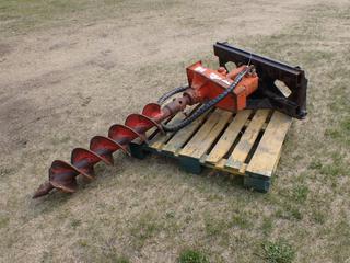 Thomas Skid Steer Post Hole Auger w/ Side Post Mounting Bracket. SN RA000607 **Located In Edmonton**