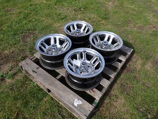 Qty Of (4) American Racing 15in Chrome Rims w/ Center Caps **Located In Edmonton**
