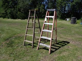 Featherlite 6ft Step Ladder c/w 6ft Wood Step Ladder **Located In Edmonton**