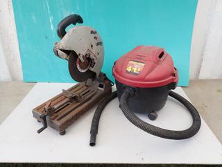 Black And Decker 120V 14in Chop Saw c/w Shop Vac 120V 4-Gal Vaccuum **Located In Edmonton**
