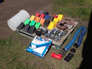 Qty Of Hose, RV Vent Lid, Wheel Chocks, Float, Pump And Assorted Supplies **Located In Edmonton**