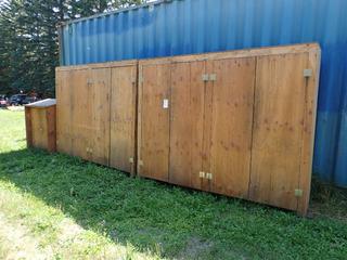 (2) 8ft X 18in X 76in And (1) 39in X 30in X 48in Wooden Storage Units c/w (1) 39in X 30in X 48in Storage Unit **Located In Edmonton**
