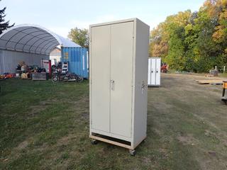 3ft X 2ft X 88in 2-Door Portable Metal Storage Cabinet **Located In Edmonton**