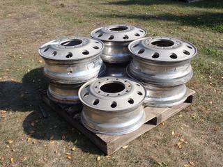 Qty Of (5) 11R24.5 And (1) 11R22.5 Alcoa Aluminum Truck Rims **Located In Edmonton**