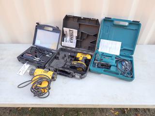 Makita 4324 120V Jigsaw, Dewalt D26950 120V Heat Gun, Dewalt 18V 1/2in Drill And Weller D550 120V Solder Gun **Located In Edmonton**