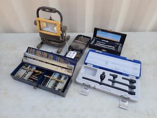 Ultra Pro 23-Pc 1/4in Dr Socket Set c/w Qty Of Drill Bits, Extensions And LED Shop Light **Located In Edmonton**