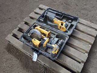 Dewalt DCD950 18V 1/2in Drill, Dewalt DC385 18V Reciprocating Saw, Dewalt DW939 6 1/2in Circular Saw, Dewalt DW919 18V Light, (1) Battery And (1) Charger **This Item Is Located @ 23453 Township Rd 502, Rolly View AB, For More Info Contact Tony @780-935-2619, Viewing And Removal By Appointment Only**