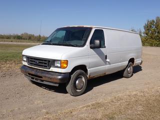 2006 Ford E250 Econoline 4X2 Cargo Van c/w 5.4L, A/T, Shelving And LT225/75R16 Tires. Showing 237,880kms. VIN 1FTNS24L06DA94138 *Note: Windshield Cracked, Rust Throughout* **This Item Is Located @ 23453 Township Rd 502, Rolly View AB, For More Info Contact Tony @780-935-2619, Viewing And Removal By Appointment Only** PL#4044