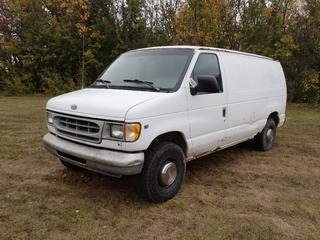 1997 Ford Econoline 250 4X2 Cargo Van c/w Triton 5.4L, A/T, 7200lb GVWR And LT215/85R16 Tires. Showing 182,939kms. VIN 1FTFE24L1VHA63631 *Note: Windshield Cracked, Rust Throughout Body* **Located In Edmonton**