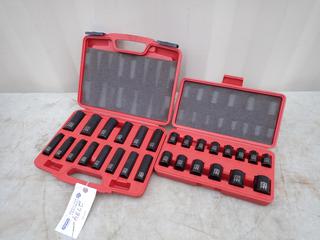 ITC 14pc 1/2in DR Metric Deep Socket Set c/w ITC 14pc 1/2in DR Metric Impact Socket Set **Located In Edmonton**