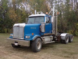 2007 Western Star Star 4900 T/A Day Cab Truck Tractor c/w CAT C15 475hp, Eaton Fuller 18-Spd, Dual Line Wet Kit, 14,600lb Fronts, 46,000lb Rears, 385/65R22.5 Front And 11R22.5 Rear Tires. CVIP 07/2026. Showing 37,018hrs, 166,578 Miles. VIN 5KJJAEAV97PY56832  **Located In Edmonton**