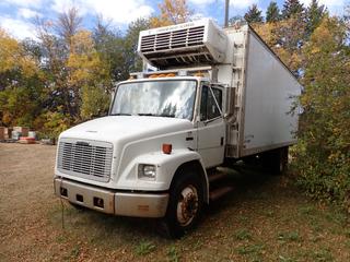 2001 Freightliner FL70 Truck Van c/w Cummins Diesel, 6-Spd Manual, 33,000lb GVWR, 12,000lb Fronts, 21,000lb Rears, Thermo King XDSSR Reefer, 2000 Collins 24ft Van Body, Contents And 11R22.5 Tires. VIN 1FV6HLBA11HH40418 *Note: Transmission Issues, Need Drive Shaft Installed* **Located In Edmonton**