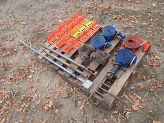 Qty Of (4) Unused Ancra 30ft X 4in Winch Straps c/w Qty Of Strap Guards, Strap Roller, Winch Bar, Winch Mounts And Strap Guard Pole **Located In Edmonton**