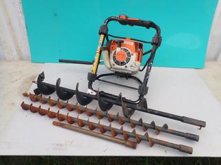 STIHL BT121 Earth Auger c/w 31cc Gas Engine, (1) 2in And (1) 6in Auger Bit And (1) 2in Auger Bit w/ 17 3/4in Extension  **Located In Edmonton**