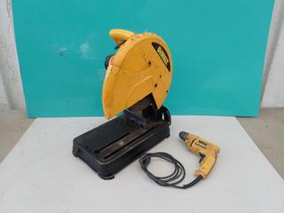 Dewalt 120V 14in Chop Saw c/w Dewalt D21008 3/8in Drill **Located In Edmonton**