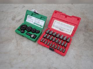 Greenlee 735BB Ball Bearing Knockout Punch Set c/w Snap-On Screw Extractor Set **Located In Edmonton**