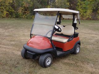 Club Car Electric Golf Cart c/w Power Drive 3 48V Battery Charger, Bag Cover, Ball Cleaner, Cooler And 18X8.50-8 Tires. SN PH0833-944369 **Located In Edmonton** 