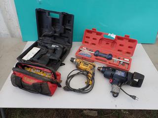 Powerfist Dent Puller Kit c/w Dewalt DWD110 120V 3/8in Drill, 12in Industrial Drill, Craftsman 3/8in Drill, Tool Bag, (1) Concrete Bit And Caps *Note: No Battery Or Charger* **Located In Edmonton**