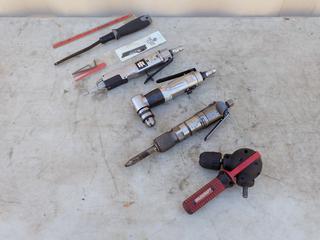Fugi FCH-25 Pneumatic Chisel c/w Blue-Point 1/4in Angle Drill, Ingersoll Rand Pneumatic Reciprocating Saw, Milescraft Orbiting Tool And Qty Of Blades **Located In Edmonton**