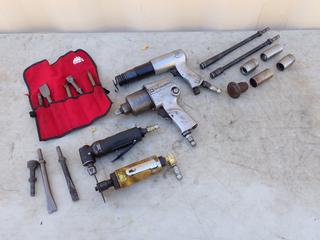 Qty Of Pneumatic Tools Includes: Ingersoll Rand 1/2in Impact Wrench, Ultra Pro Air Hammer, ITC Cut-Off Tool And Qty Of Air Hammers, Chisels And Brake Roller Pushers **Located In Edmonton**