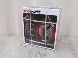 Unused Reelworks Hose Reel w/ 50ft X 3/8in Hose **Located In Edmonton**