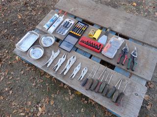 (2) Screwdriver Sets, Magnetic Trays, Vise Grips, Cutters, 16pc Multi Driver Set And Assorted Supplies **Located In Edmonton**