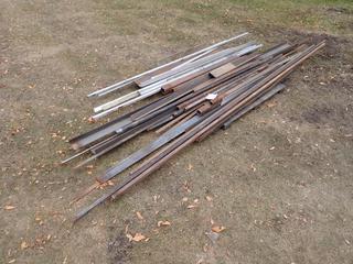 Qty Of Assorted 40in - 142in Pieces Of Steel And Aluminum Flat Bar, Angle Iron And Square Channel **Located In Edmonton**