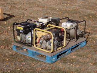 Champion Model 100113 2in Trash Pump, TradeMaster 2in Trash Pump And Honda Pump *Note: TradeMaster Siezed, Requires Repairs, Parts Only, Working Condition Unknown* **Located In Edmonton**