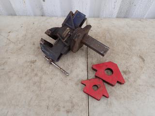 Mastercraft 5in Bench Vise c/w (2) Welding Magnets **Located In Edmonton**