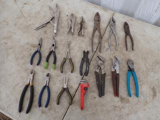 Qty Of Assorted Pliers, Vise Grips And Wrenches **Located In Edmonton**