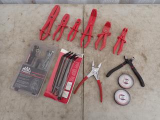 Airline Disconnect Tool Set c/w Mac Hose Pinching Clamp Set, Steering Wheel Puller And Cam Rotation Gauges **Located In Edmonton**