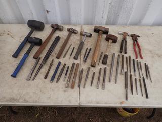 Qty Of Assorted Hammers, Punches And Chisels **Located In Edmonton**