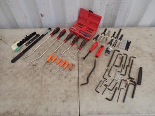 Tensioner Belt Wrench c/w Drum Brake Adjuster And Qty Of Assorted Picks, Wrenches, Allen Keys, Fastener Remover And 1/2in Easy Out **Located In Edmonton**