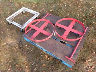 (2) 24in Barrel Carts c/w 27 1/2in X 26in Portable Stand **Located In Edmonton**