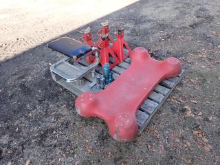 Qty Of (4) 6-Ton Jack Stands c/w 6-Ton And 2-Ton Bottle Jacks, Creeper And Shop Stool **Located In Edmonton**