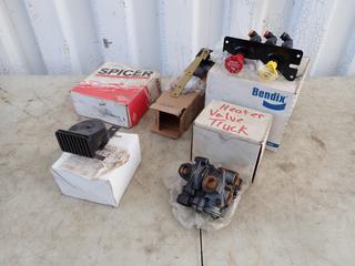 Unused Spicer 5-281X U-Joint Kit c/w Unused Bendix K035187 MV-3 Dash Valve, Midland RT-KN26OO0X 4-Relay Heater Valve, Hendrickson VS-228 Trailer Level Valve And Truck Horn **Located In Edmonton**