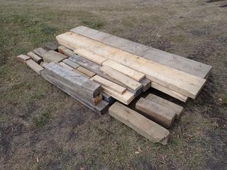 Qty Of (4) 98in X 11 1/2in X 3in Wood Slabs c/w Qty Of Assorted Dunnage **Located In Edmonton**