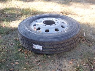 Unused Michelin XDS2 11R24.5 Tire w/ 10-Bolt Aluminum Rim **Located In Edmonton**