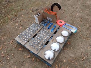 Qty Of Chrome Lug Nut And Hub Cap Covers c/w Tire Chain Bungees, Streamers And Kingpin Measure **Located In Edmonton**