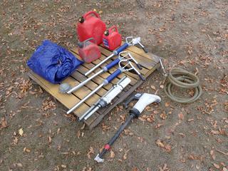 Samson Pump Master 2 Air Pump c/w (3) Dynaline Hand Pumps, Piusi Hand Pump, Jerry Cans, Slip Tank Cover And Tarp **Located In Edmonton**