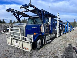 2007 Western Star 4900FA T/A Car Hauler C/w Detroit Series 60, 13 Spd, A/R Susp, 40,000lb Rears, Showing 982,432 Miles VIN 5KKHAECK27PX60635 2007 Cottrell Auto Hauler VIN 5E0AK14457G116801 **This Item Is Located In Hinton AB, For More Info Contact Tony @780-935-2619**