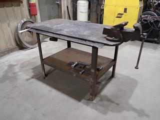 5ft X 33in X 34in Steel Shop Table c/w Record 5in Vise