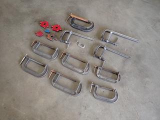 Qty Of 6in And 8in C-Clamps c/w Welding Clamps And Magnetic Welding Holders