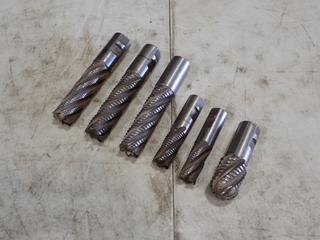 Qty Of (6) Assorted Size Roughing End Mill Bits 
