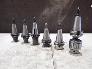 Qty Of (4) Lyndex Tapered Shank, (1) Jacobs 13mm Super Chuck And (1) 1 X 1.75 CAT40 Tool Holders