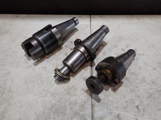 Qty Of (3) CAT50 Tool Holders c/w Boring Head, End Mill And Narex End Mill