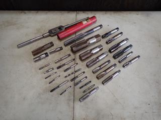Qty Of Assorted 1/4in - 2in Taps c/w Adjustable Tap Wrench