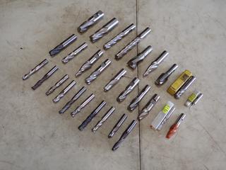 Qty Of Assorted 5/16in - 1in End Mill Milling Cutter Bits, Reamers And 4-Flute End Mill Bits